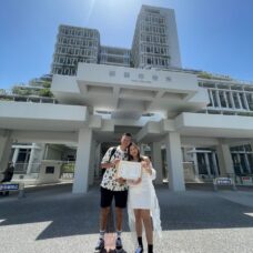 那覇市役所での入籍手続き、当日の記念写真