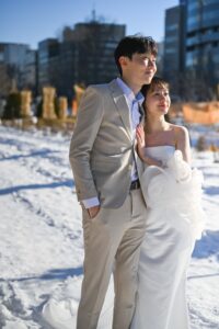 札幌・大通公園での冬季ウェディングフォト｜ST WEDDING